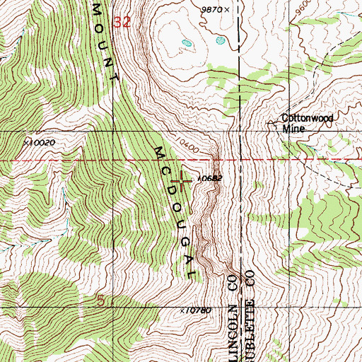 Topographic Map of Mount McDougal, WY