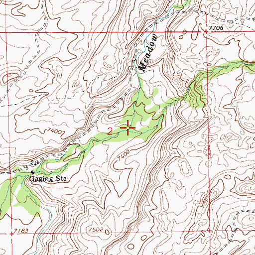 Topographic Map of Meadow Creek, WY