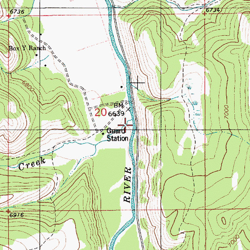 Topographic Map of Meadow Creek, WY