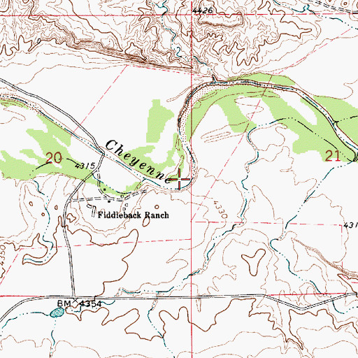 Topographic Map of Meadow Creek, WY