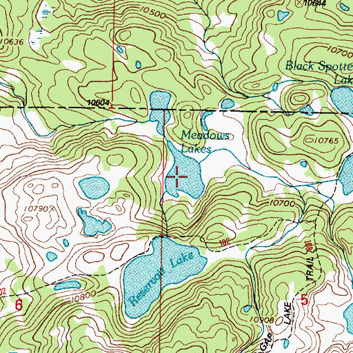 Topographic Map of Meadows Lakes, WY