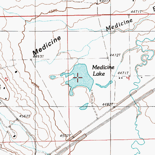 Topographic Map of Medicine Lake, WY