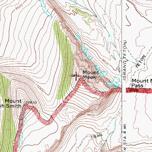 Topographic Map of Mount Meek, WY