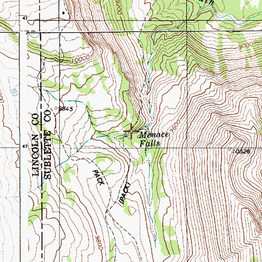 Topographic Map of Menace Falls, WY