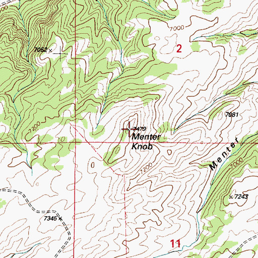 Topographic Map of Menter Knob, WY
