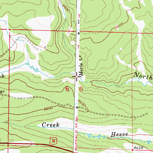 Topographic Map of Merle Creek, WY