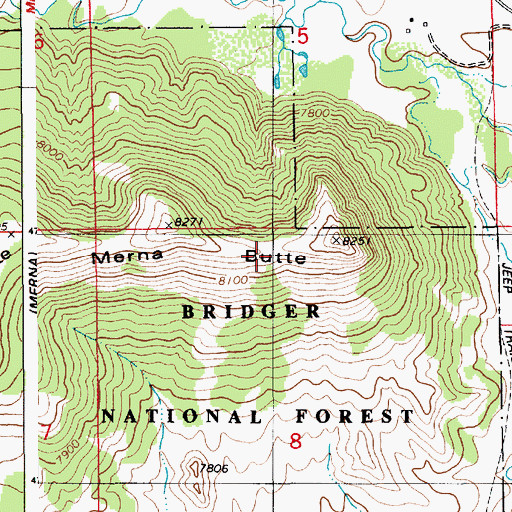Topographic Map of Merna Butte, WY