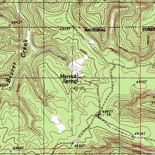 Topographic Map of Merrick Spring, WY