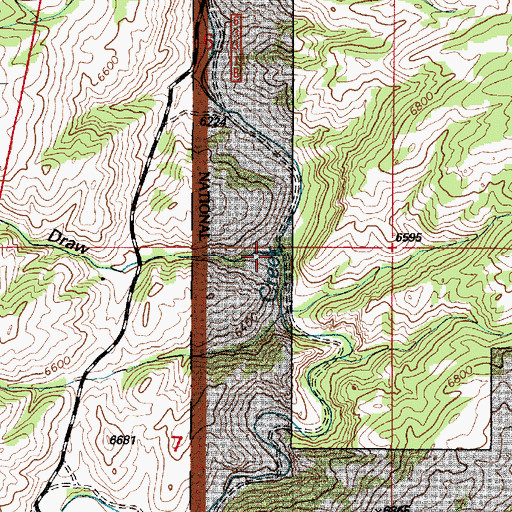 Topographic Map of Merril Draw, WY