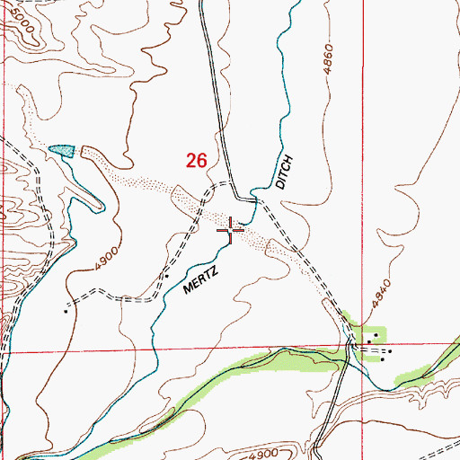 Topographic Map of Mertz Ditch, WY