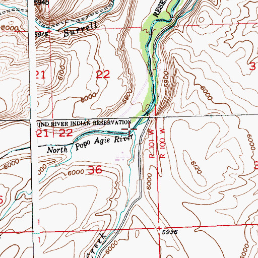 Topographic Map of Mexican Creek, WY