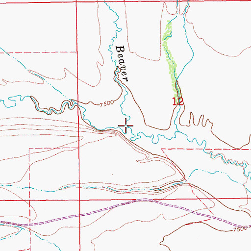 Topographic Map of Middle Beaver Creek, WY