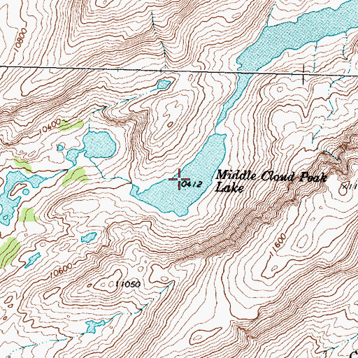 Topographic Map of Middle Cloud Peak Lake, WY