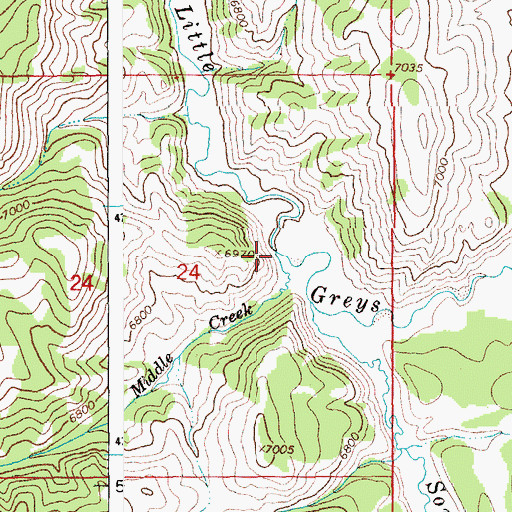 Topographic Map of Middle Creek, WY