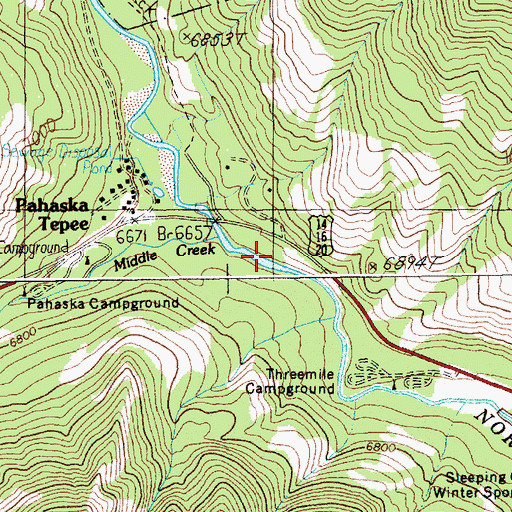 Topographic Map of Middle Creek, WY