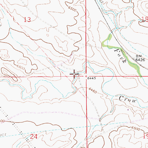 Topographic Map of Middle Crow Creek, WY
