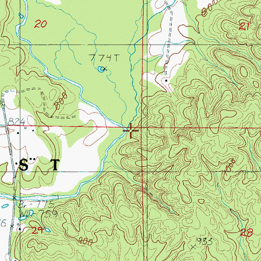 Topographic Map of Moss Rock Branch, AL