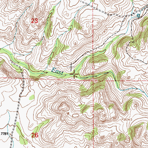 Topographic Map of Middle Fork Cottonwood Creek, WY