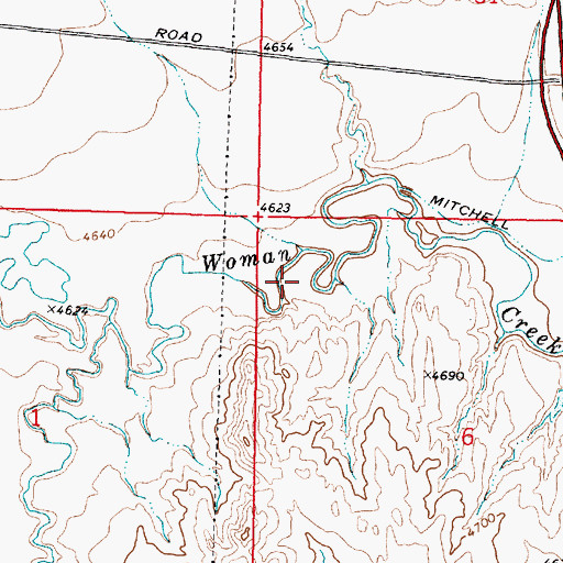 Topographic Map of Middle Fork Crazy Woman Creek, WY