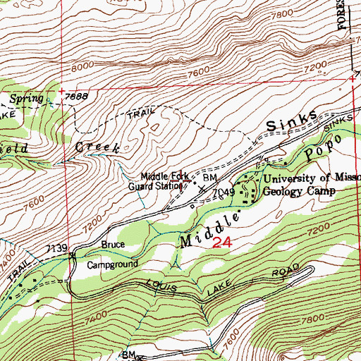 Topographic Map of Middle Fork Guard Station, WY