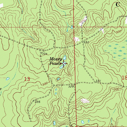 Topographic Map of Mossy Ponds, AL