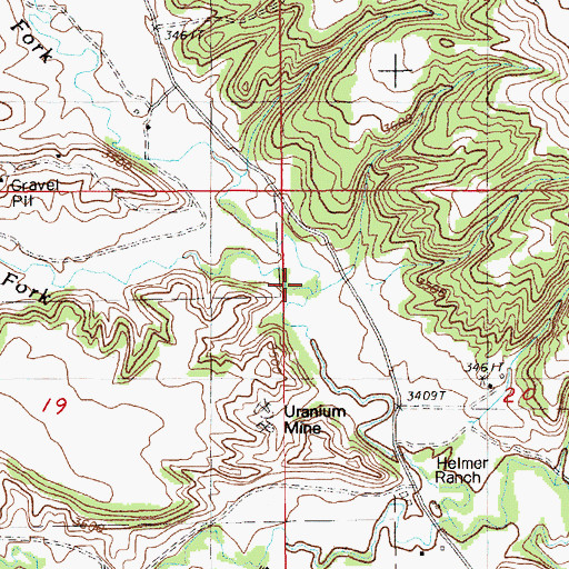 Topographic Map of Middle Fork Hay Creek, WY