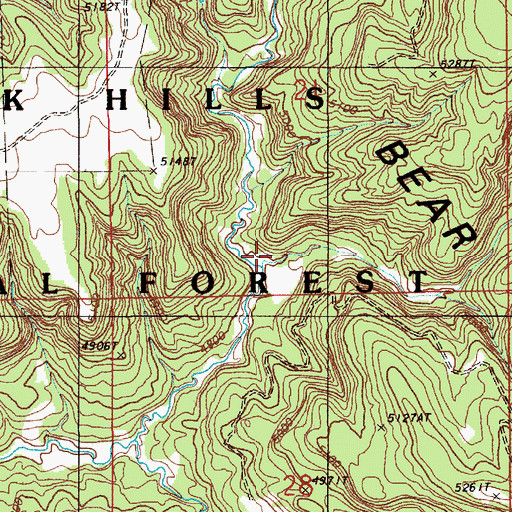 Topographic Map of Middle Fork Miller Creek, WY