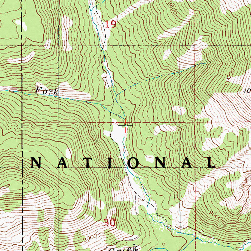 Topographic Map of Middle Fork North Fish Creek, WY