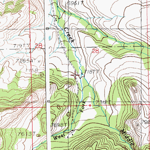Topographic Map of Middle Fork Rock Creek, WY
