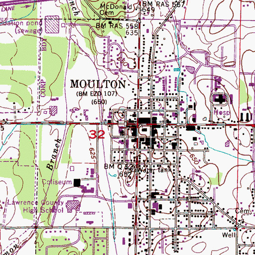 Topographic Map of Moulton, AL