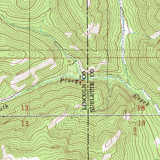 Topographic Map of Middle Fork South Piney Creek, WY