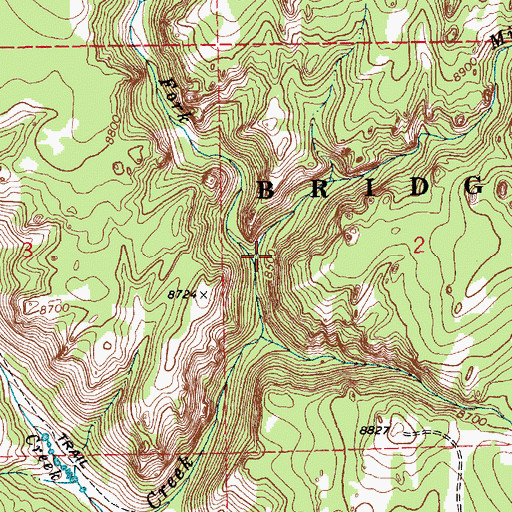 Topographic Map of Middle Fork Squaw Creek, WY