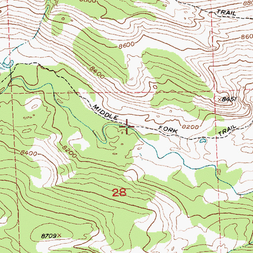 Topographic Map of Middle Fork Trail, WY