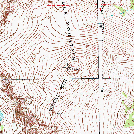 Topographic Map of Middle Mountain, WY