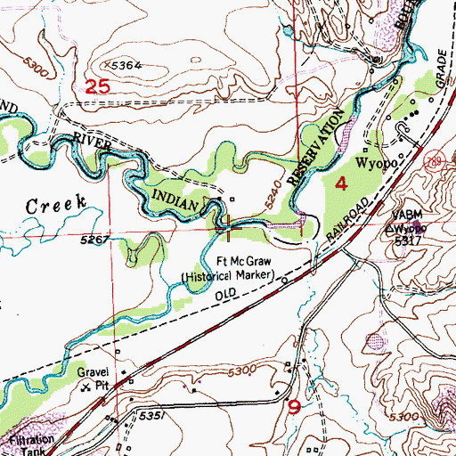 Topographic Map of Middle Popo Agie River, WY