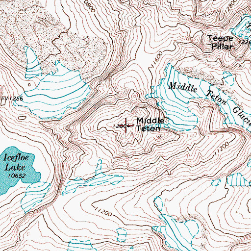 Topographic Map of Middle Teton, WY