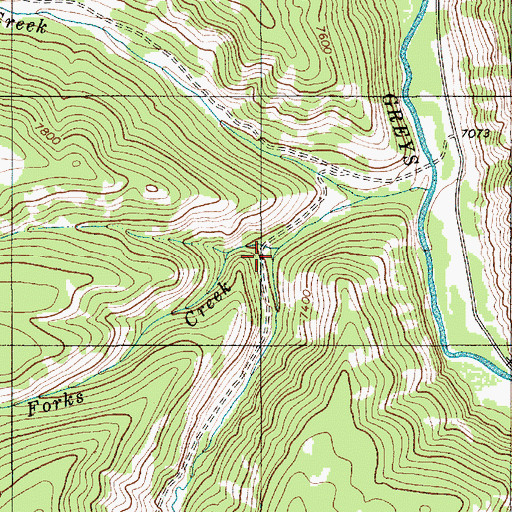 Topographic Map of Middle Three Forks Creek, WY