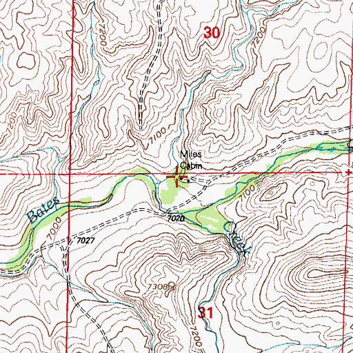 Topographic Map of Miles Cabin, WY