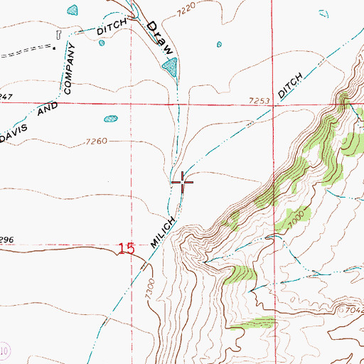 Topographic Map of Milich Ditch, WY