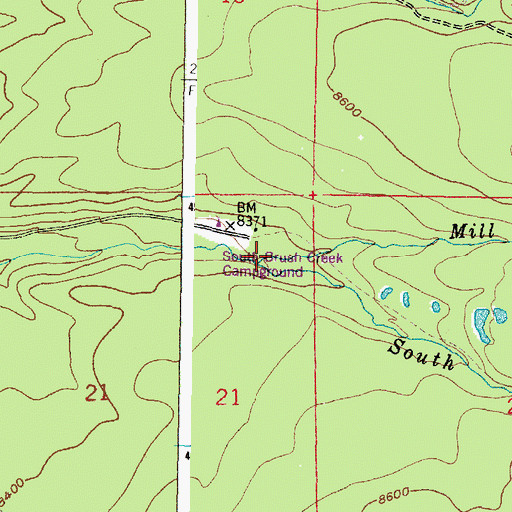 Topographic Map of Mill Creek, WY