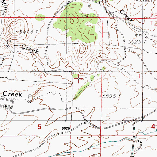 Topographic Map of Mill Creek, WY