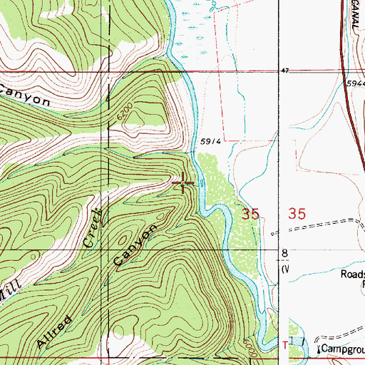 Topographic Map of Mill Creek, WY