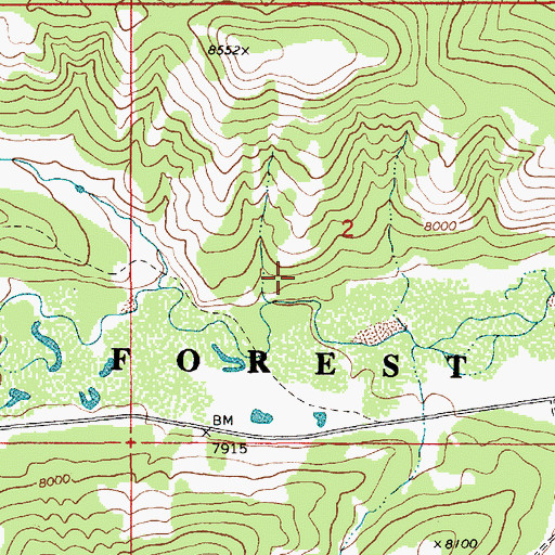 Topographic Map of Mill Creek, WY