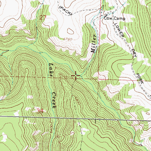 Topographic Map of Miller Creek, WY