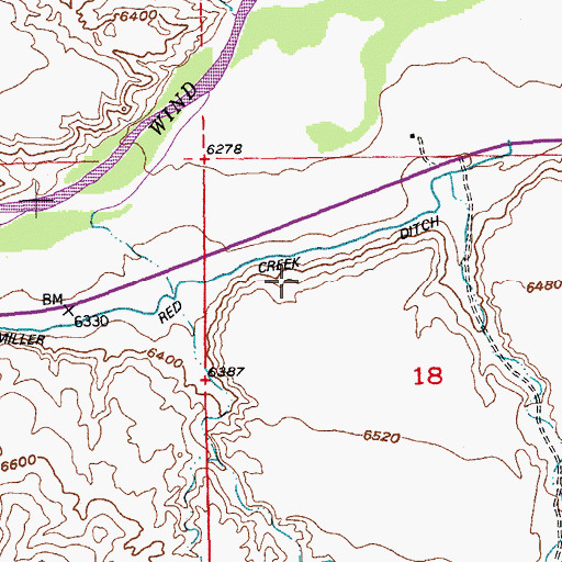 Topographic Map of Miller Red Creek Canal, WY