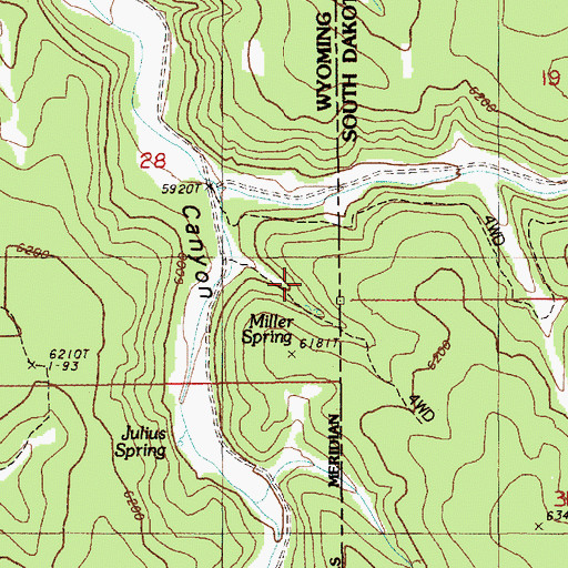 Topographic Map of Miller Spring, WY