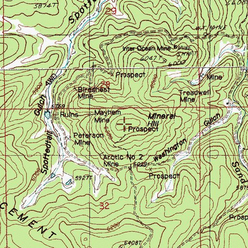 Topographic Map of Mineral Hill, WY