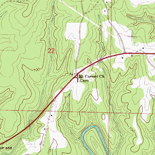 Topographic Map of Mount Carmel Baptist Church, AL