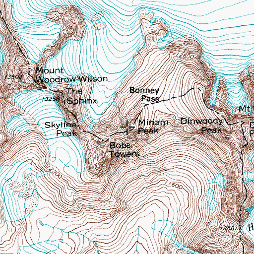 Topographic Map of Miriam Peak, WY