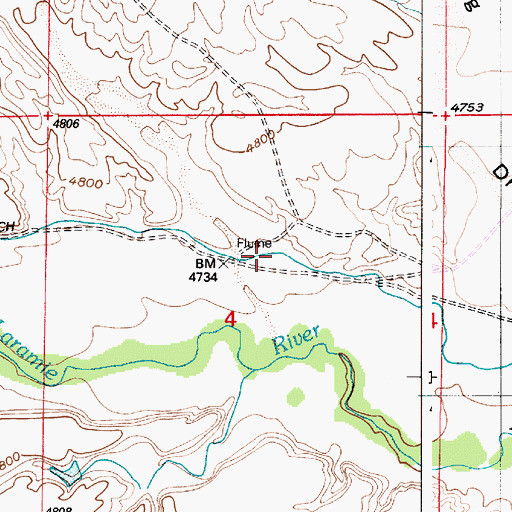 Topographic Map of Mitchell Ditch, WY